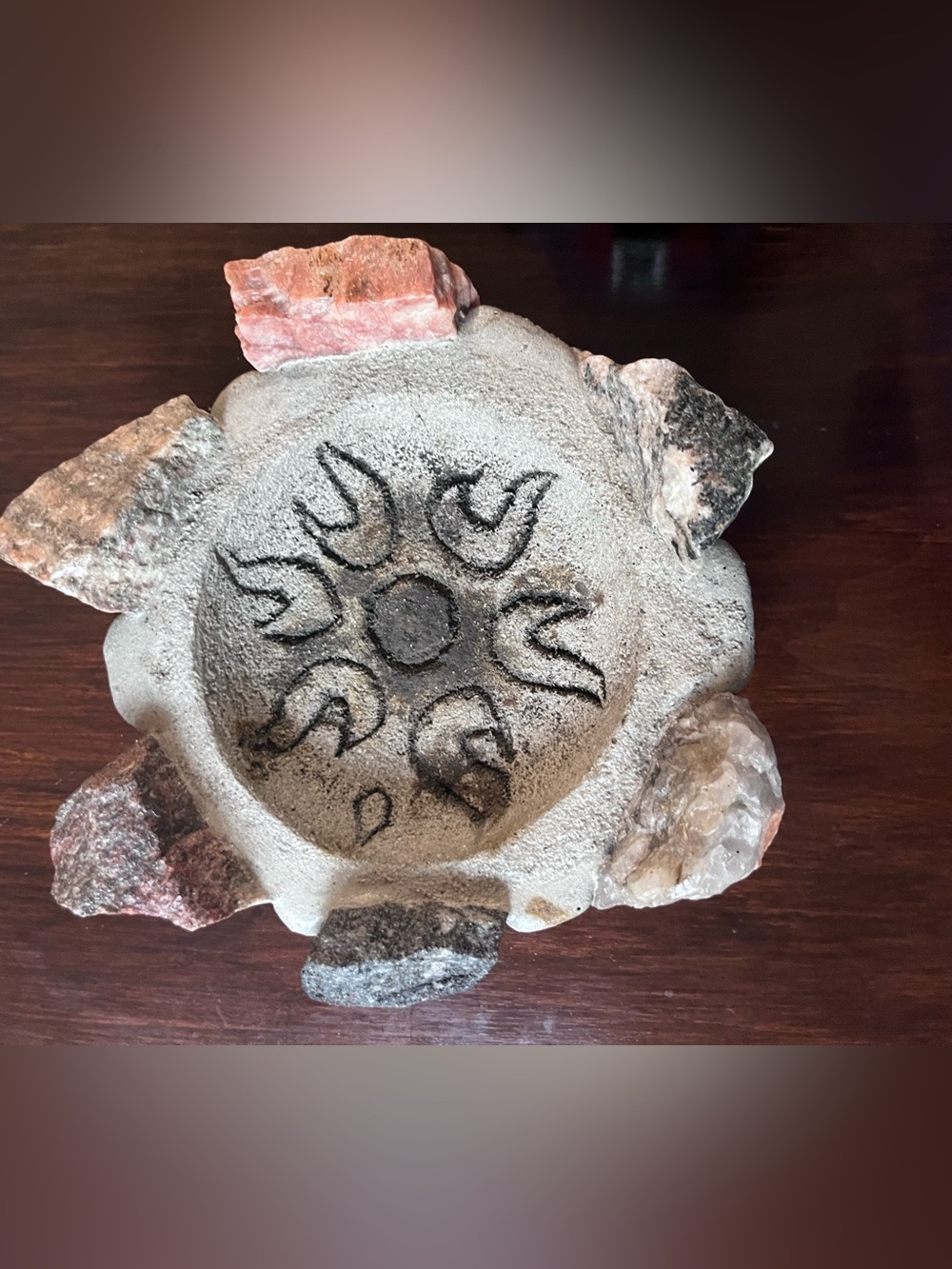 Vintage Handcrafted Sacred Stone Carved Altar Burn Bowl